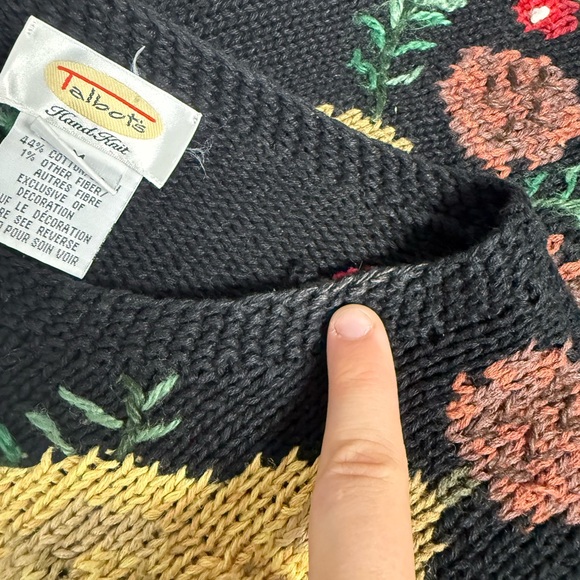 Vtg Talbots Hand Knit Linen Cotton Sweater Pear Pinecones Nature Holiday Women M - Picture 9 of 10